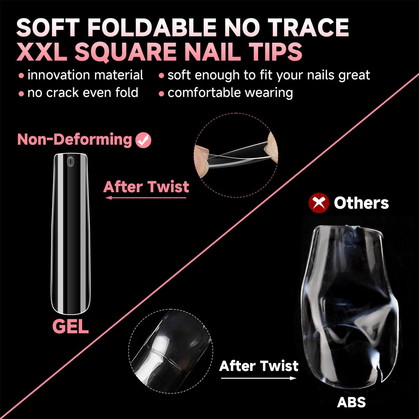 UNA GELLA Nail Tips Square Fake Gel Nails Tips 120 PCS No C Curve XXL Extra Long Full Cover Square Straight Curved Tapered Acrylic Nails for Press on Beauty and Personal Care UNA GELLA