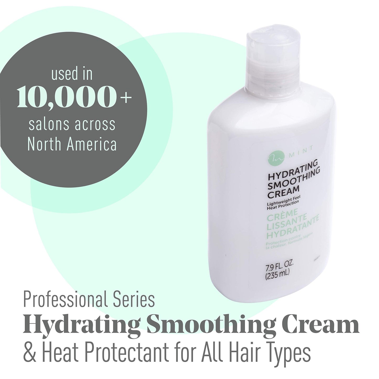 MINT Professional Series Hydrating Heat Protectant for Hair Extremely Light Weight Hair Smoothing Cream with Frizz Control for Damaged, Curly or