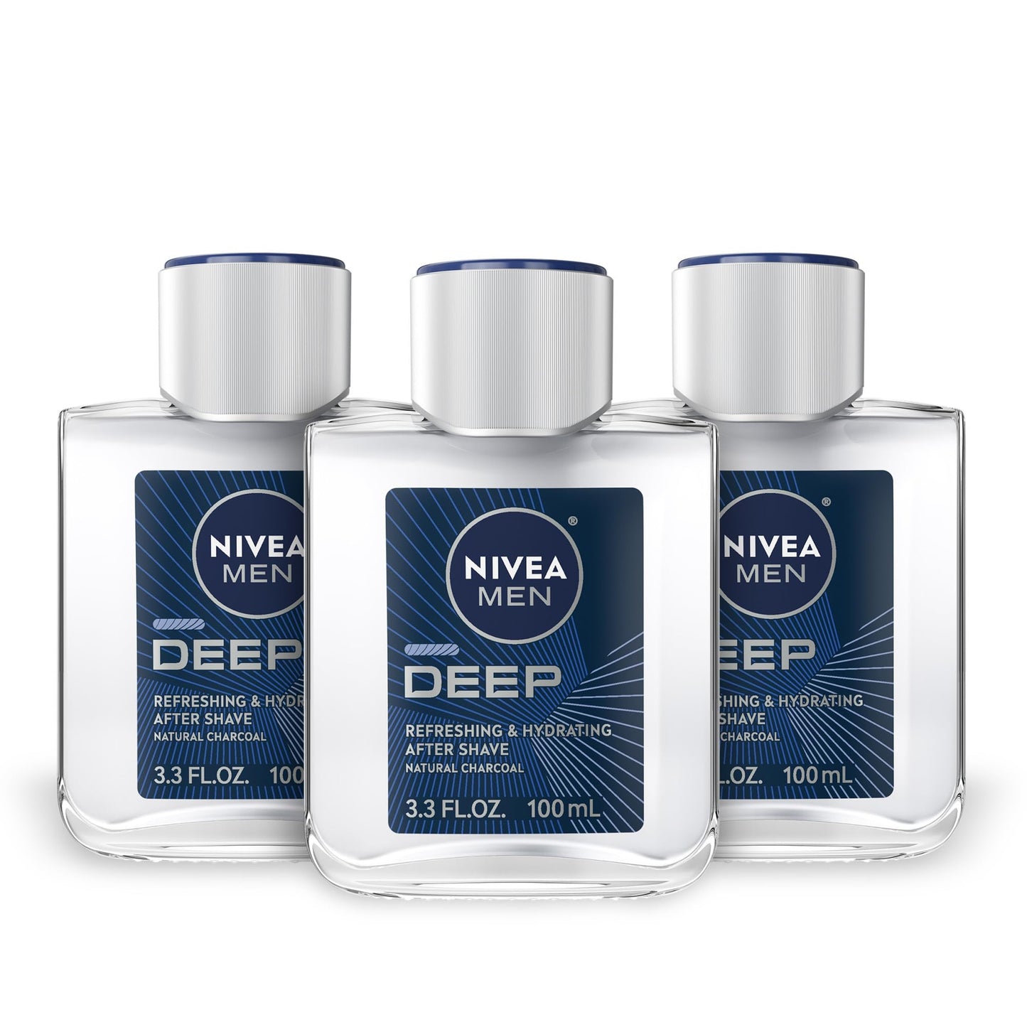 NIVEA Men DEEP Refreshing and Hydrating After Shave with Natural Charcoal, Aftershave Lotion for Men Soothes Shave Irritation, Vanilla and Bourbon