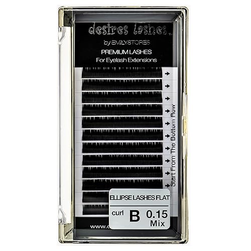 Ellipse Lash 0.15mm Thickness B Curl 8-14mm Mix Length Flat-Shaped Volume Individual Flat Eye Lashes for Eyelash ExtensionsFake(Ellipse,Flat