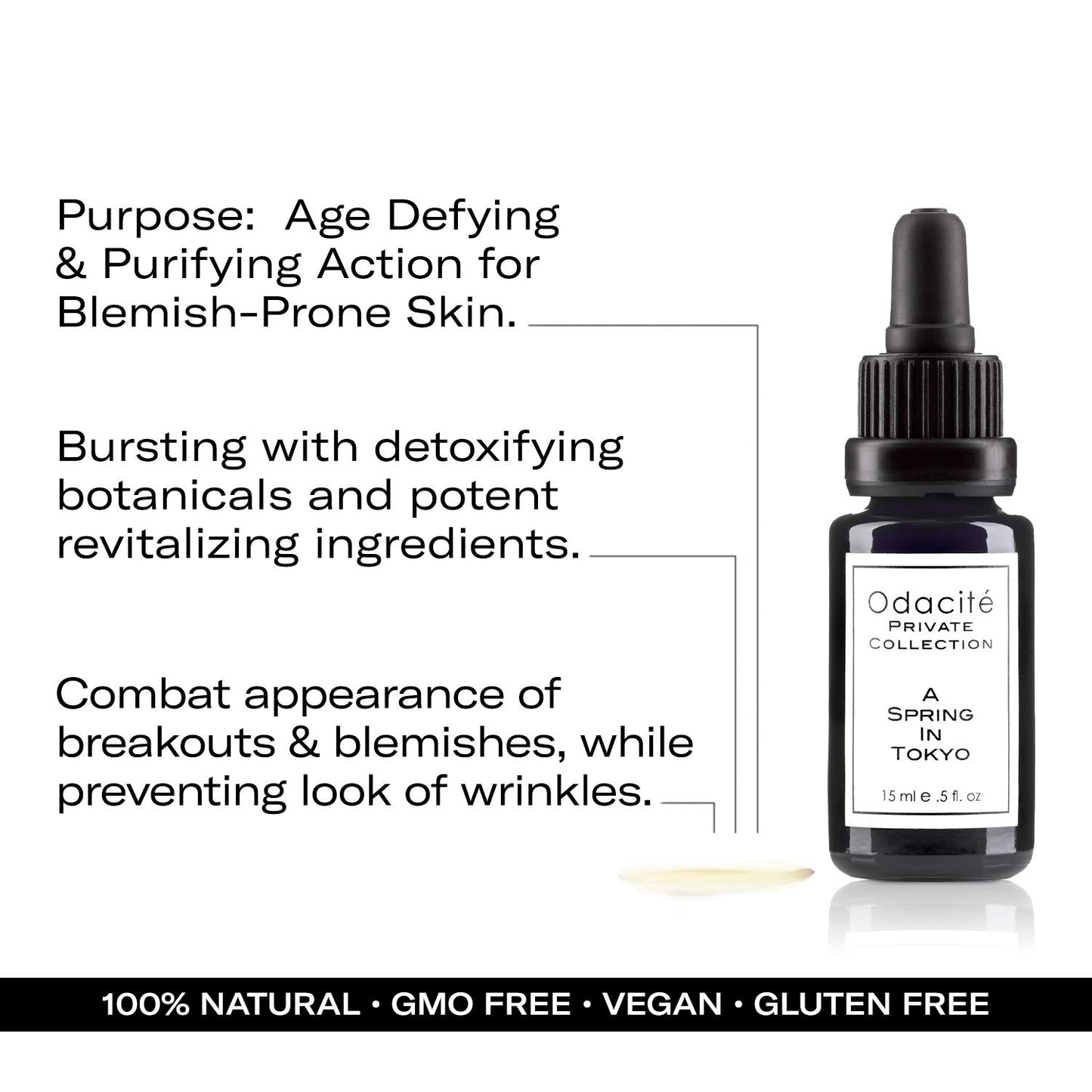 Odacité Private Collection, A Spring In Tokyo - Anti-Aging & Purifying Face Serum for Blemish & Acne Prone Skin - Moisturizing Facial Serum