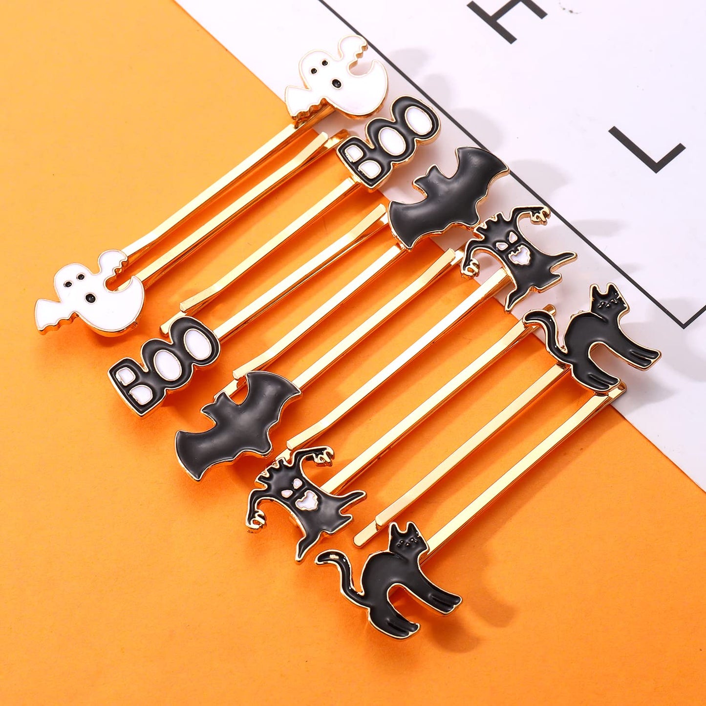 HZEYN 12 Pack Hallowen Hair Clips Spooky Ghost Spider Bat Devil Tree Bobby Pins Hair Accessories Costume Jewelry for Women Halloween Party Supplies