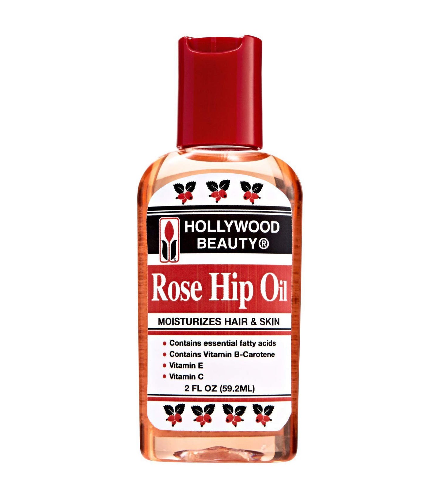 Hollywood Beauty Rose Hip Hair & Skin Oil, 2oz Bottle, A Perfect Moisturizer for Hair and Skin, Contains Essential Fatty Acids, Plus Vitamin-B