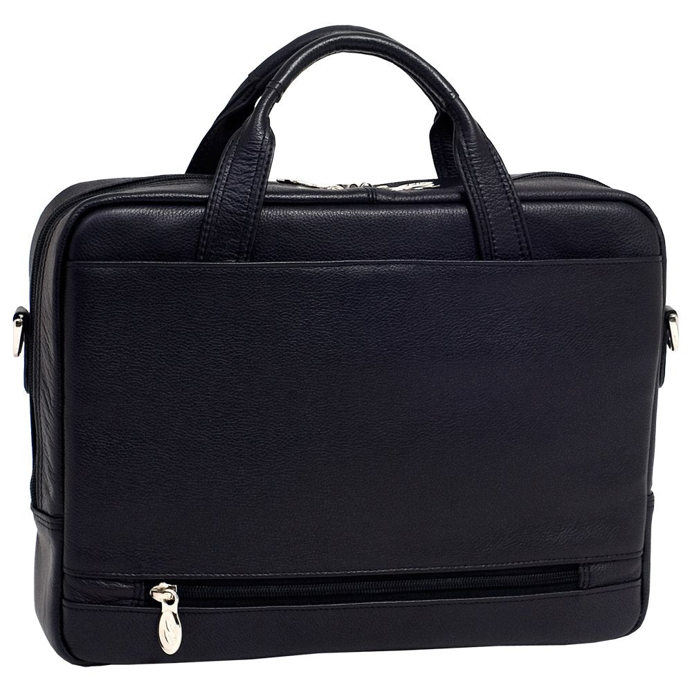 McKleinUSA S Series, Bridgeport, Pebble Grain Calfskin Leather, 17" Large Leather Laptop & Tablet Briefcase, Black (15475)