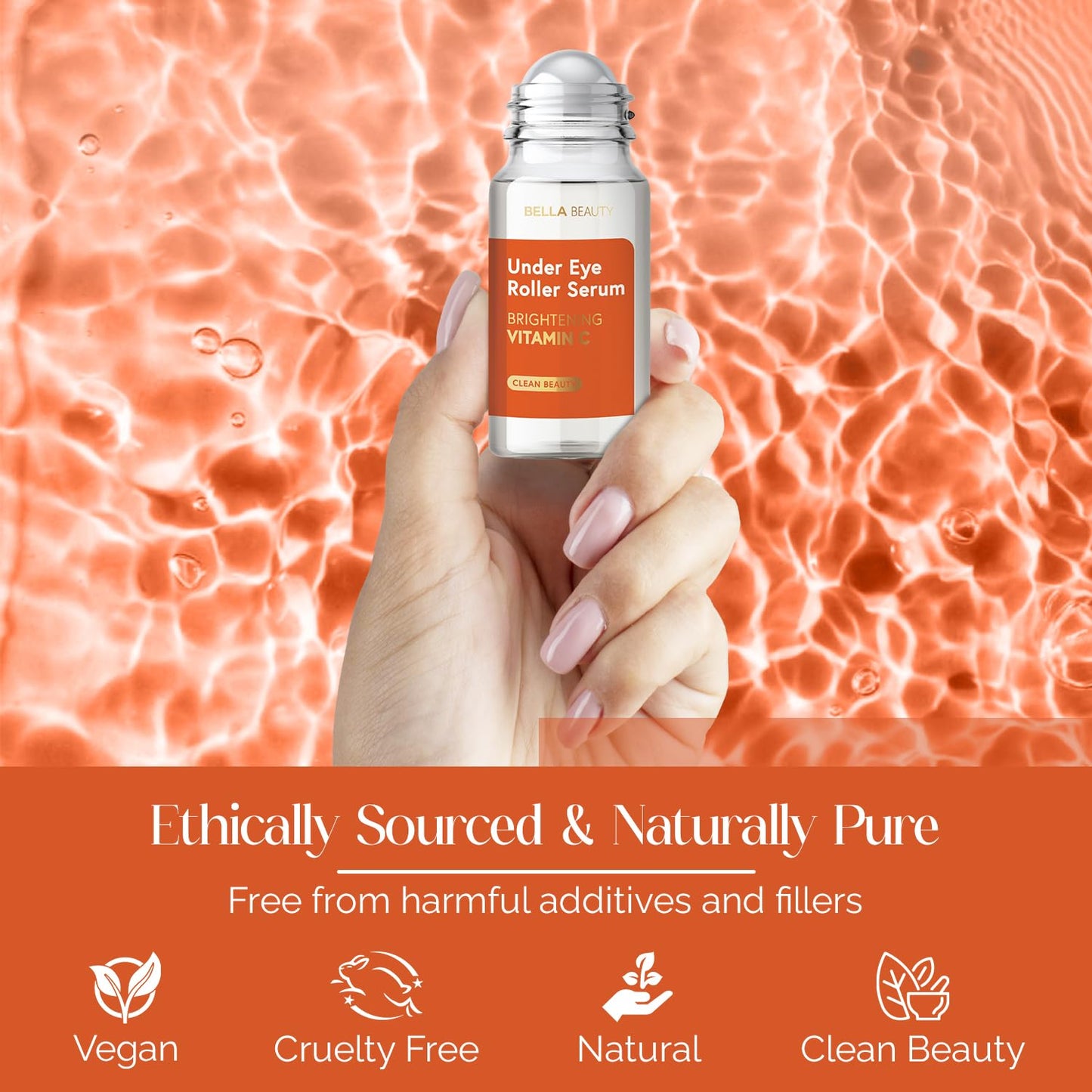 Bella Beauty Vitamin C Under Eye Roller Serum - Dermatologist Tested, Anti Aging, Korean Skin Care - Helps Minimize Dark Circles, Puffiness, Fine