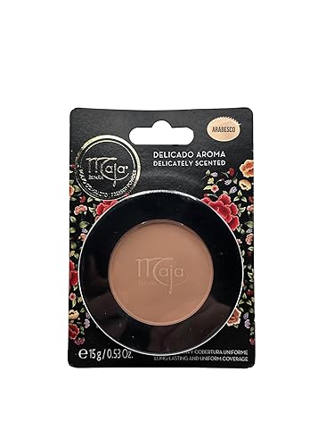 Maja Pressed Compact, Creme Powder for Flawless Uniform Coverage, Skin Matte, Without Shine, Long Lasting Effect, Pressed Powder with Mirror, Arabesco