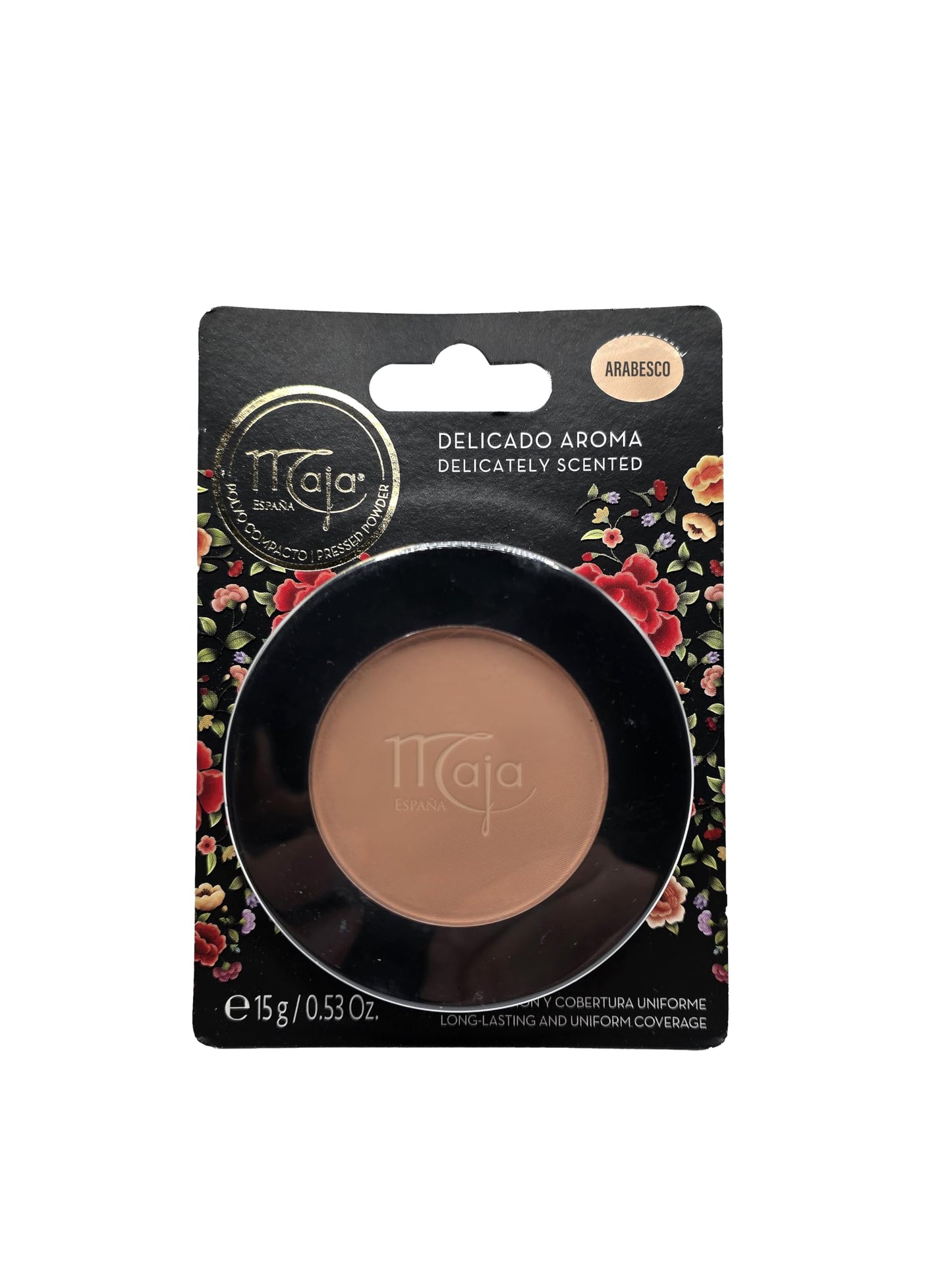 Maja Pressed Compact, Creme Powder for Flawless Uniform Coverage, Skin Matte, Without Shine, Long Lasting Effect, Pressed Powder with Mirror, Arabesco
