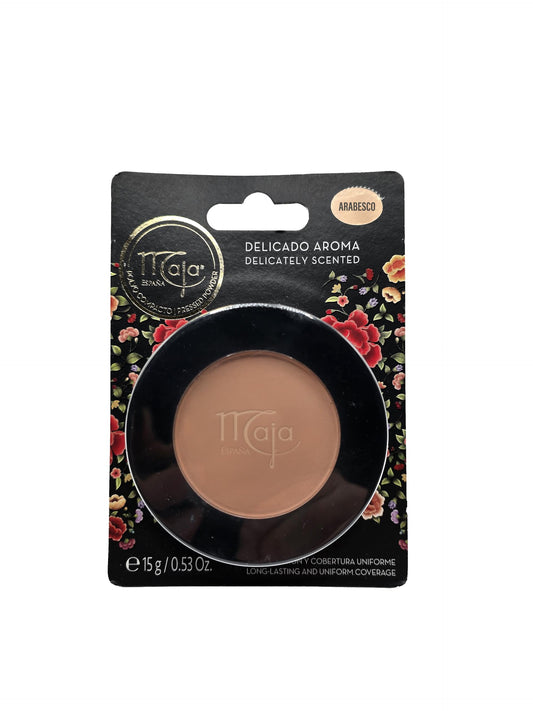 Maja Pressed Compact, Creme Powder for Flawless Uniform Coverage, Skin Matte, Without Shine, Long Lasting Effect, Pressed Powder with Mirror, Arabesco