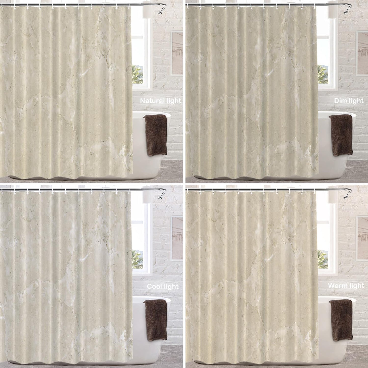 Batmerry Beige Cream Marble Decorative Shower Curtain, Beige Cream Marble Yellow Shower Curtain for Shower Stall Bathtubs Bathroom Decor Waterproof…