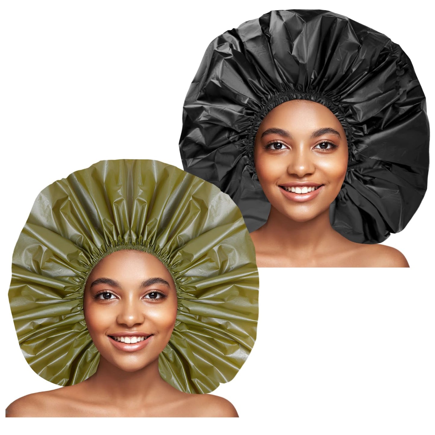 Jumbo Size Shower Cap 2 PCS Waterproof Shower Caps for Women, Extra Large Shower Cap, Reusable Super Large Bath Caps Hair Cap for Long Thick Curly Beauty and Personal Care CHFONG Default Title