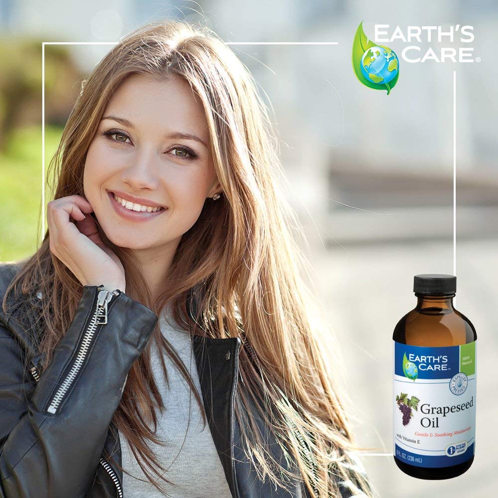 Earth’s Care Grapeseed Oil - Natural Expeller Pressed Grapeseed Oil for Skin and Hair - Lightweight Body Oil for Dry Skin 8 FL. OZ.