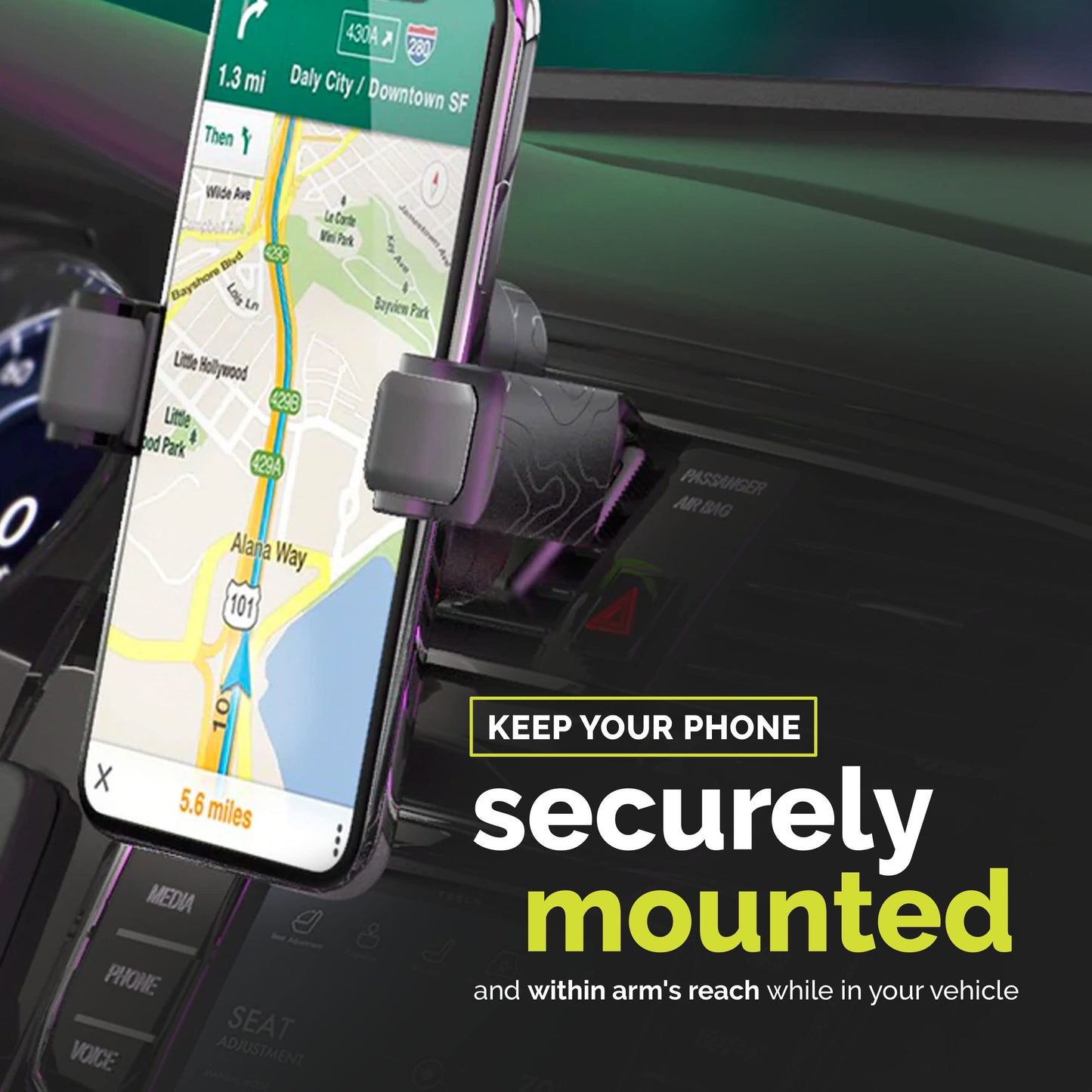 HandStands Numi Air Dock Vent - Car Vent Phone Mount with Cable Management and Sticky Pad - Easy Access Car Phone Holder - No Suction Cups or…