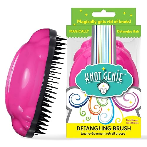 Knot Genie Detangling Hair Brush for Kids (Fairy Pink) | Perfect Detangling Brush for Curly Hair, Gently Separate Tangles, Leaves Hair Smooth