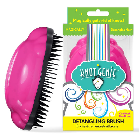 Knot Genie Detangling Hair Brush for Kids (Fairy Pink) | Perfect Detangling Brush for Curly Hair, Gently Separate Tangles, Leaves Hair Smooth