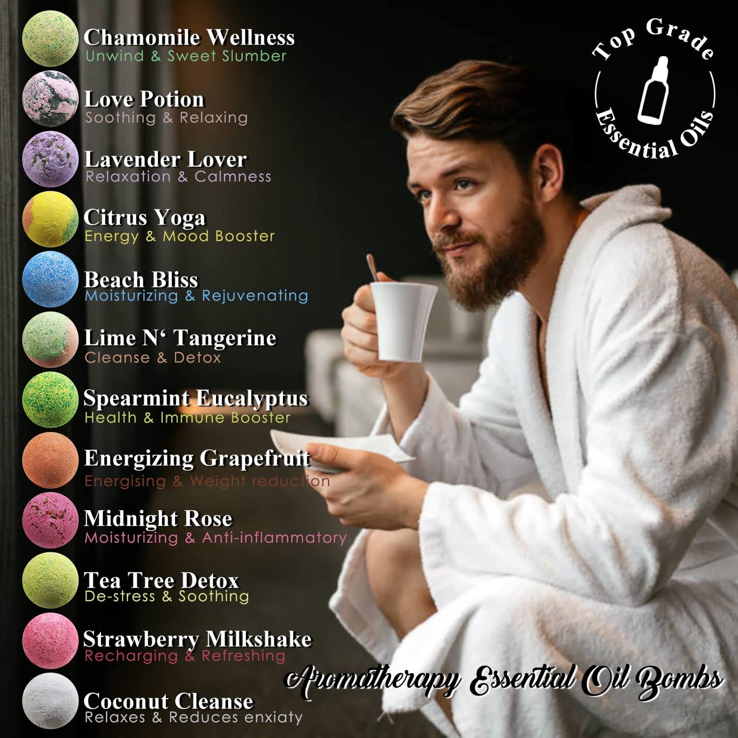 Pure Bath Bomb Gift Set for Men, 12 XL Organic Bath Bombs for Men Relaxing Bath Spa Gift Idea for Dad, Husband, Boyfriend, for Special Occasions Beauty and Personal Care Rachelle Parker