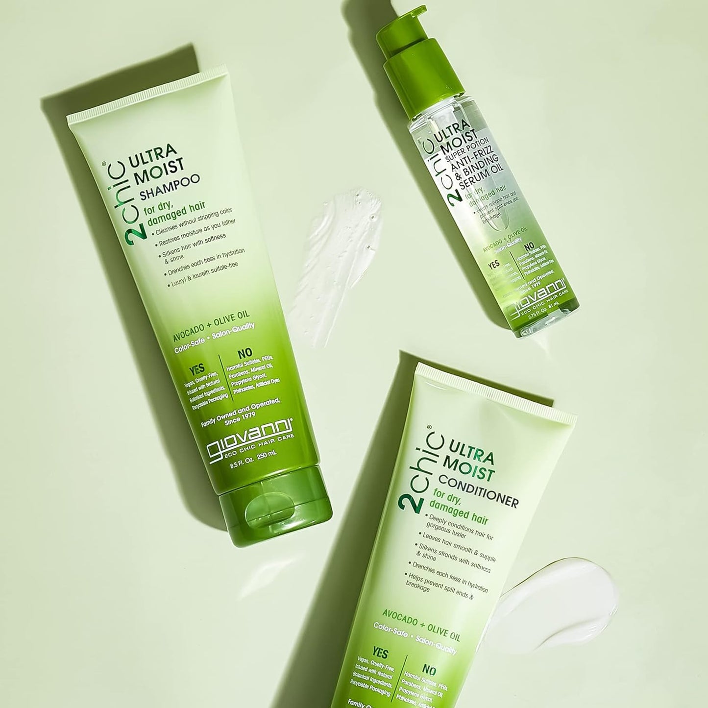 GIOVANNI 2chic Ultra-Moist Super Potion - Anti Frizz Binding Serum, Prevents Split Ends, Avocado & Olive Oil, Aloe Vera, Shea Butter, Botanical