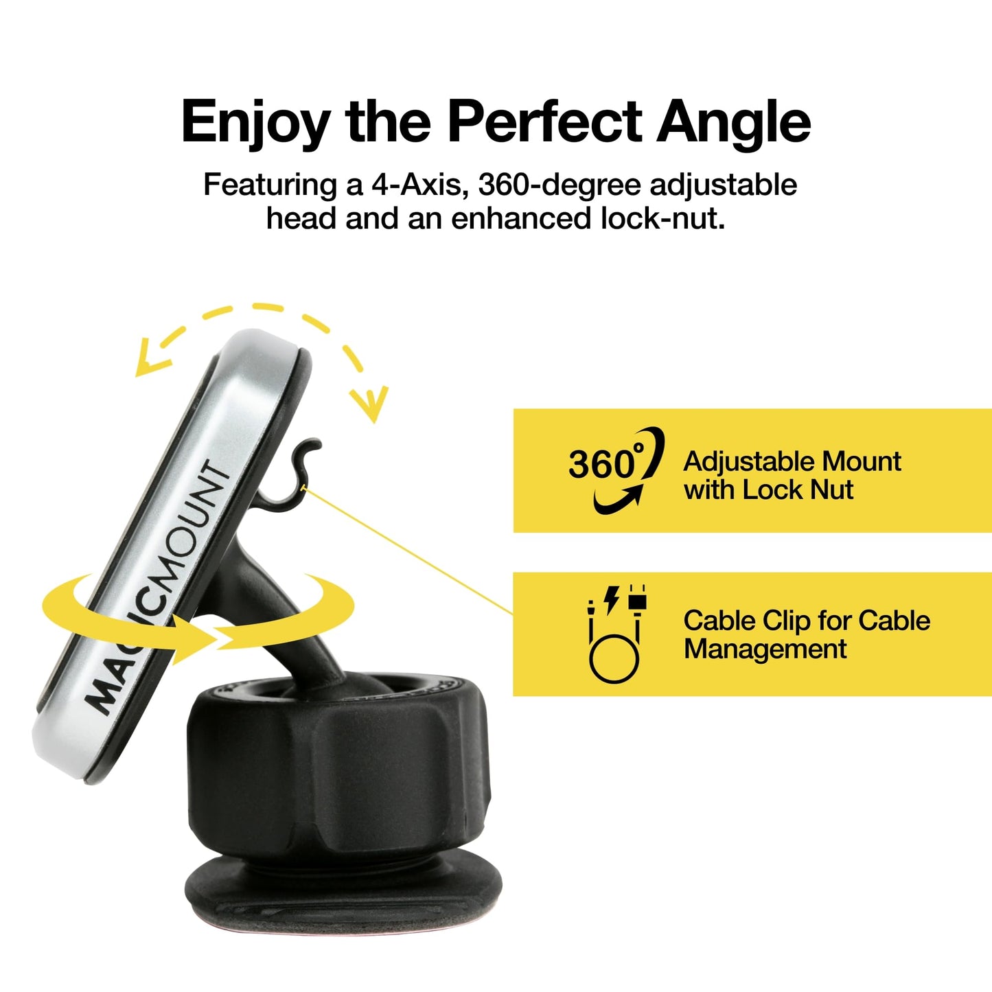 Scosche MPDB MagicMount Pro Magnetic Cell Phone Car Mount with Strong Magnets & 360° Adjustable Head, Adhesive Dashboard Cell Phone Holder Compatible…