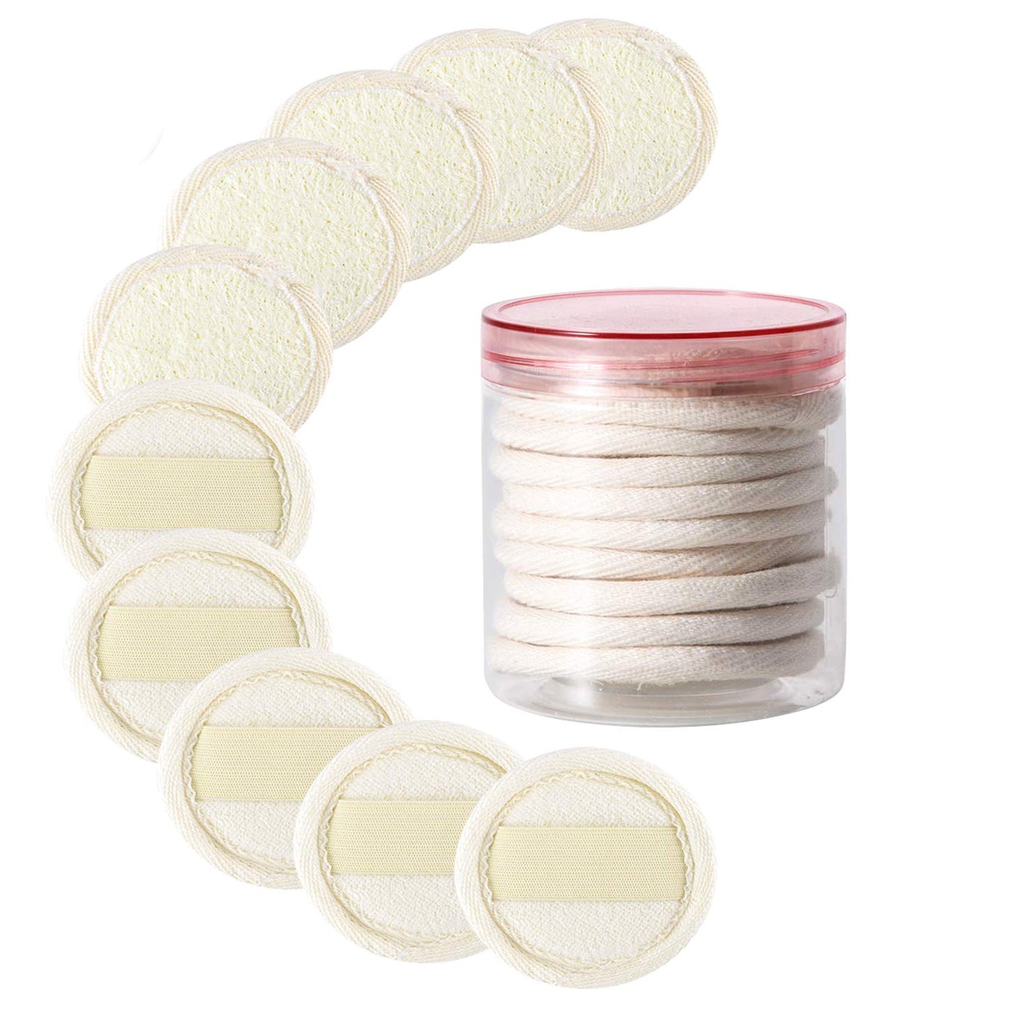10 Packs Exfoliating Loofah Sponge Loofa Pads,Loofah Face Brush Cleanser and Massager,100% Natural Eco Loofah for Man Women Facial Cleansing Body Wash