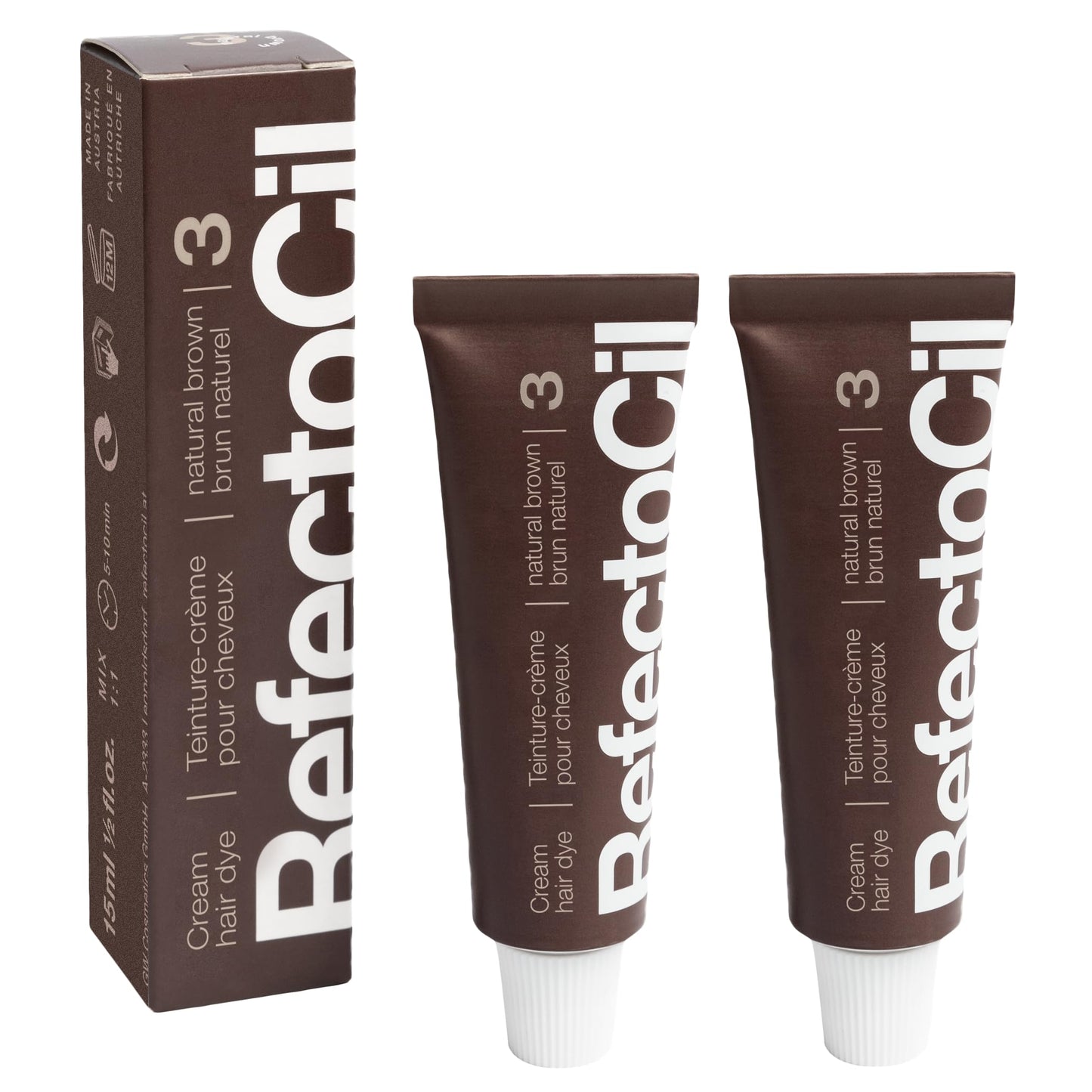 RefectoCil Cream Hair Dye 2-Pack - Long-Lasting Color - Natural Brown (#3) Beauty and Personal Care RefectoCil Default Title