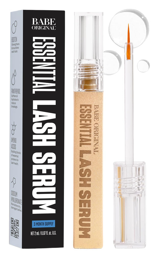 Babe Original Babe Lash Serum - Fuller & Longer Looking Eyelashes, Clear Essential Serum for Natural Lashes and Lash Extensions, 2mL, 3-month Supply