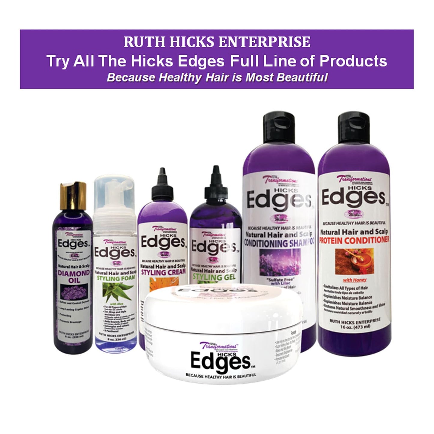 Hicks Edges Natural Hair and Scalp Bounce Flat Iron Spray, Smooth Bouncy Curls, Holds without Spritz with Heat Protection, Non-Sticky and Non Flaky