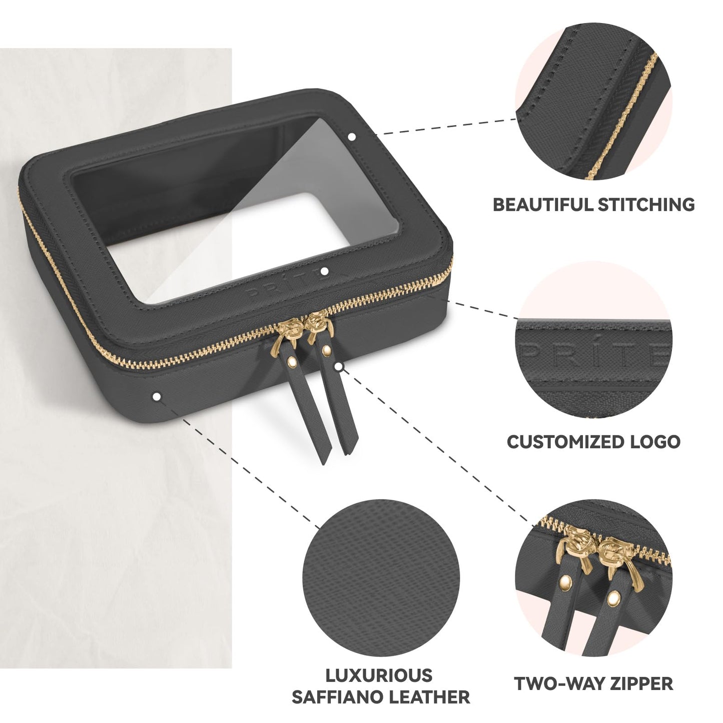 Prite Clear Makeup Bag Travel Cosmetic Organizer Toiletry Case for Women Beauty and Personal Care Prite