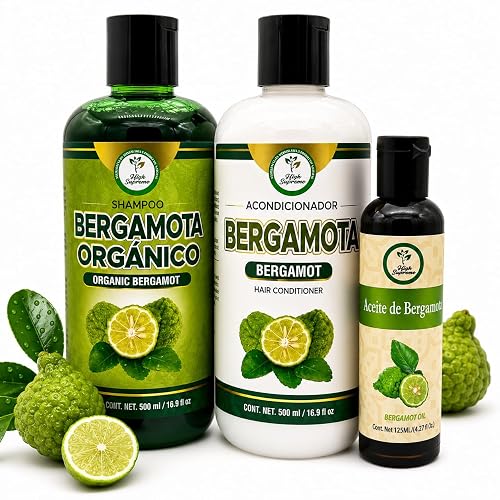 Shampoo Organic Bergamot + Conditioner (16.9 fl oz) with Aloe Vera & Rosemary | SHAMPOO ORGÁNICO BERGAMOTA con Sábila & Romero + Acondicionador 16.9