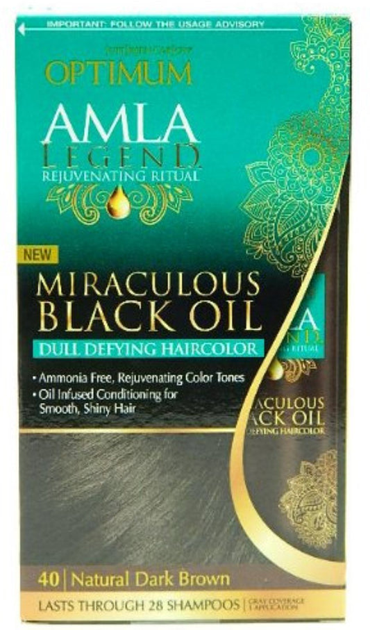 Optimum Care Amla Legend Miraculous Oil Dull Defying Hair Color, 40 Natural Dark Brown 1 ea (Pack of 4)