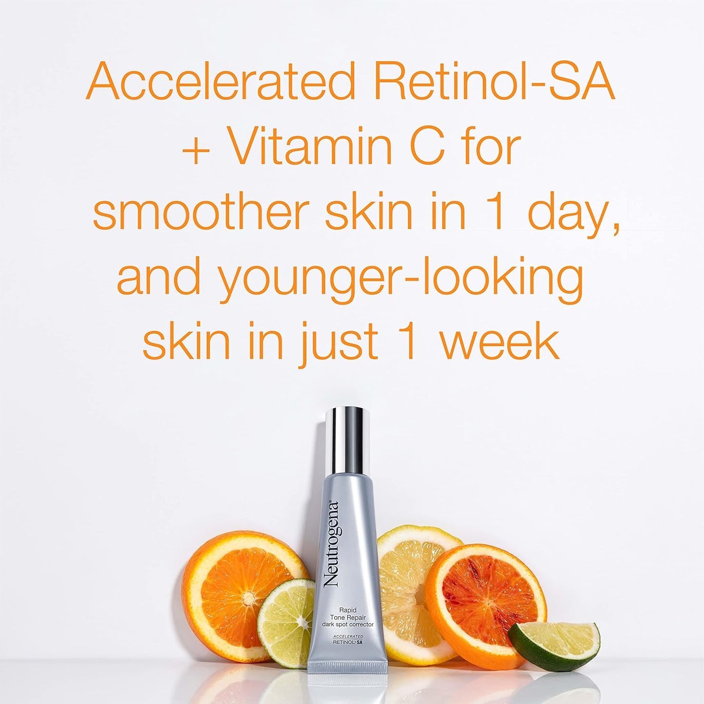 Neutrogena Rapid Tone Repair Retinol + Vitamin C Dark Spot Corrector Face Serum, Daily Anti-Wrinkle Brightening Serum to Even Tone, Mineral Oil