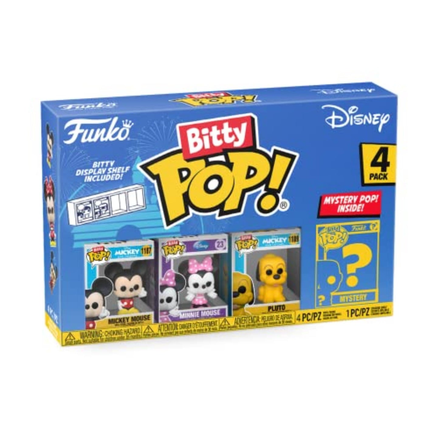 Funko Bitty POP! Disney - Mickey, 4-Pack - Mickey Mouse, Minnie Mouse (Pink Dress), Pluto and A Surprise Mystery Mini Figure - 0.9 Inch (2.2 Cm)…