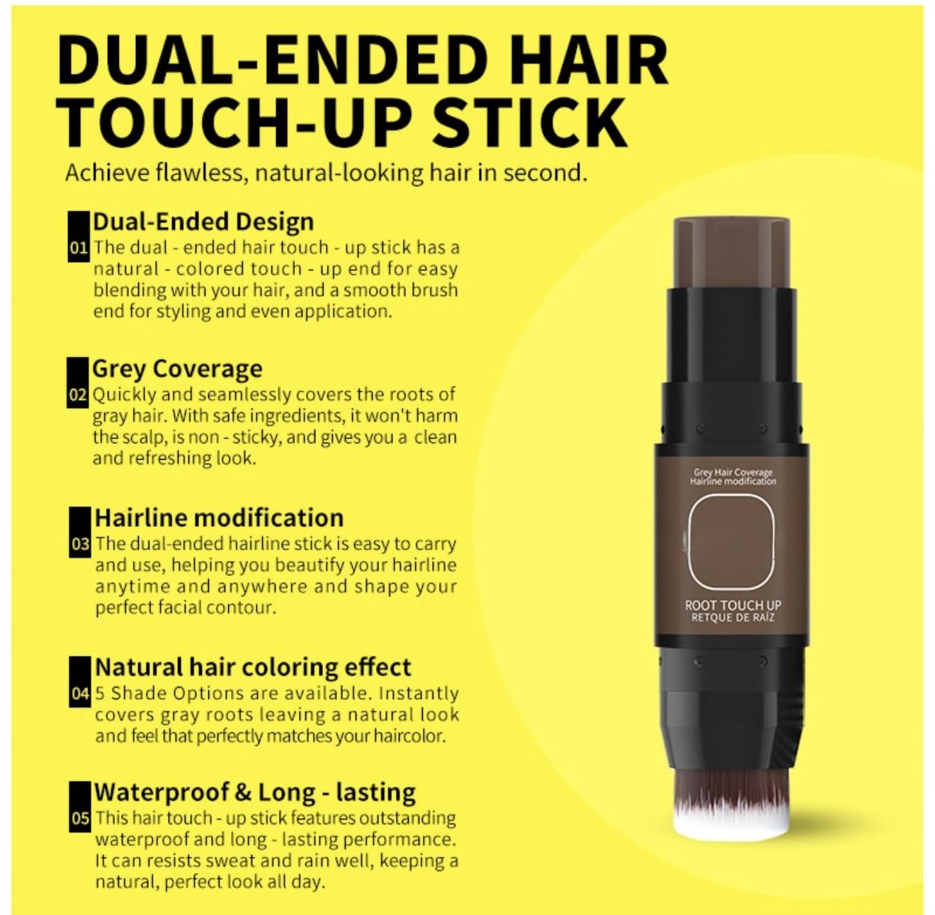 Root Touch Up Stick - Instant Gray Coverage for Women & Men, Conceals Hair Thinning Hair, Easy Application, Long-Lasting Formula, Perfect for Quick