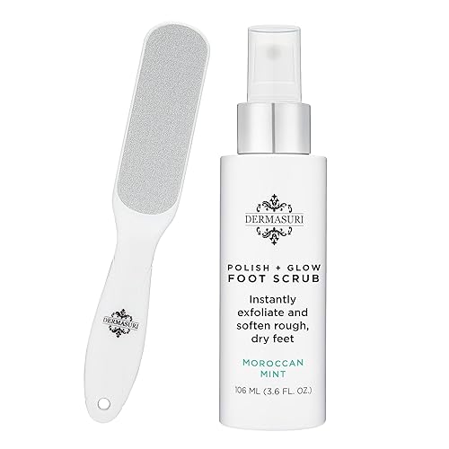 Dermasuri - Callus Remover Foot Scrub - Exfoliating Feet Spray-on Formula and Reusable Deluxe Sole File - Dead Skin Remover, Callus Rasp Scrubber