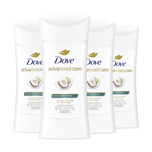 Dove Advanced Care Antiperspirant Deodorant Stick Coconut Water & Lime scent 4 Ct for helping skin barrier repair after shaving 72H odor control Beauty and Personal Care Dove