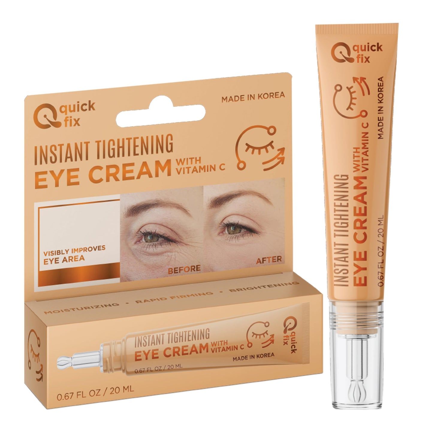 Quick Fix Vitamin C Instant Eye Tightener - Under Eye Cream for Dark Circles, Puffiness & Bags - Dermatologist Tested, Anti-Aging, Korean Skin Care