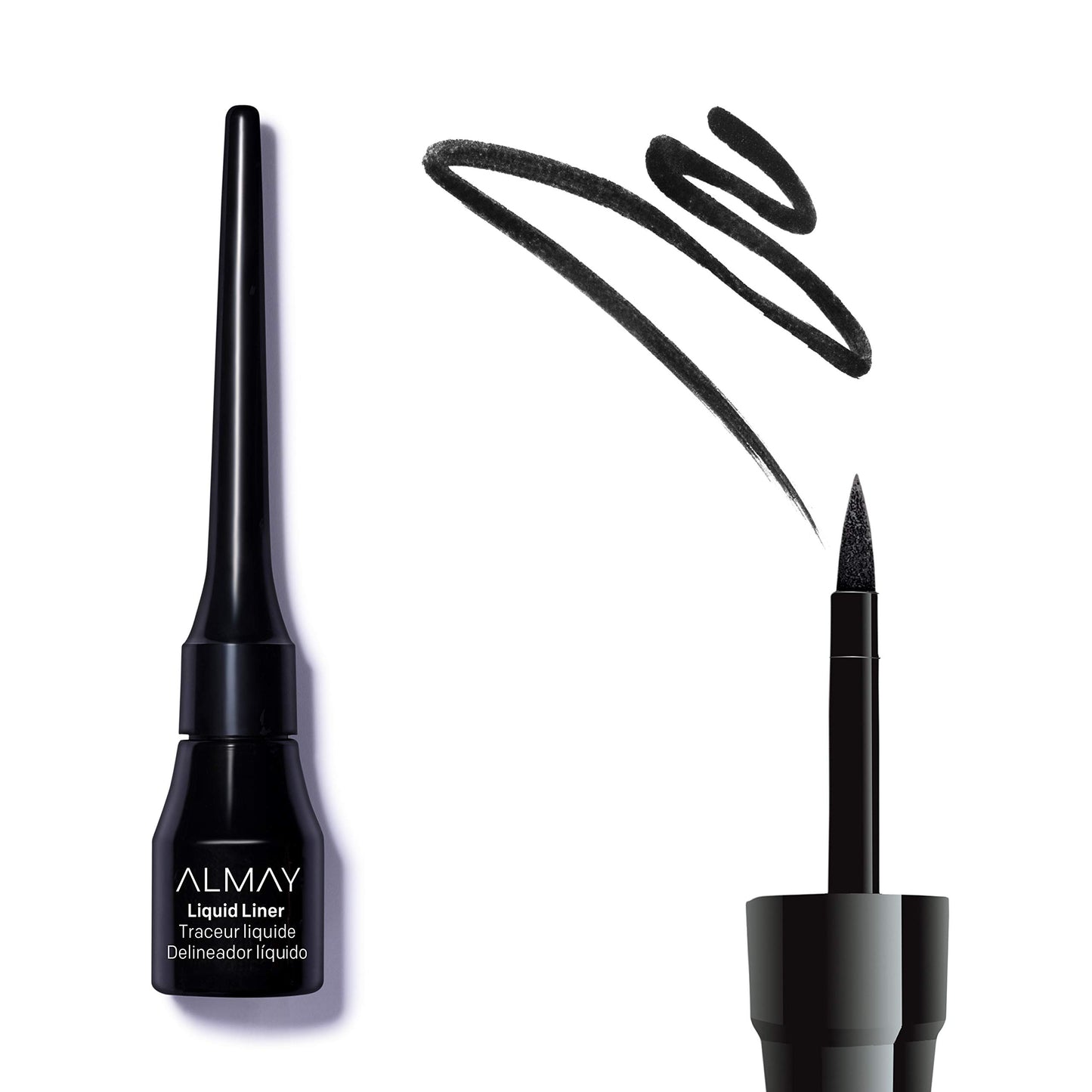 Almay Liquid Eyeliner, Waterproof, Fade-Proof Eye Makeup, Easy-to-Apply Liner Brush, Stocking Stuffer for Women, 221 Black, 0.1 Oz