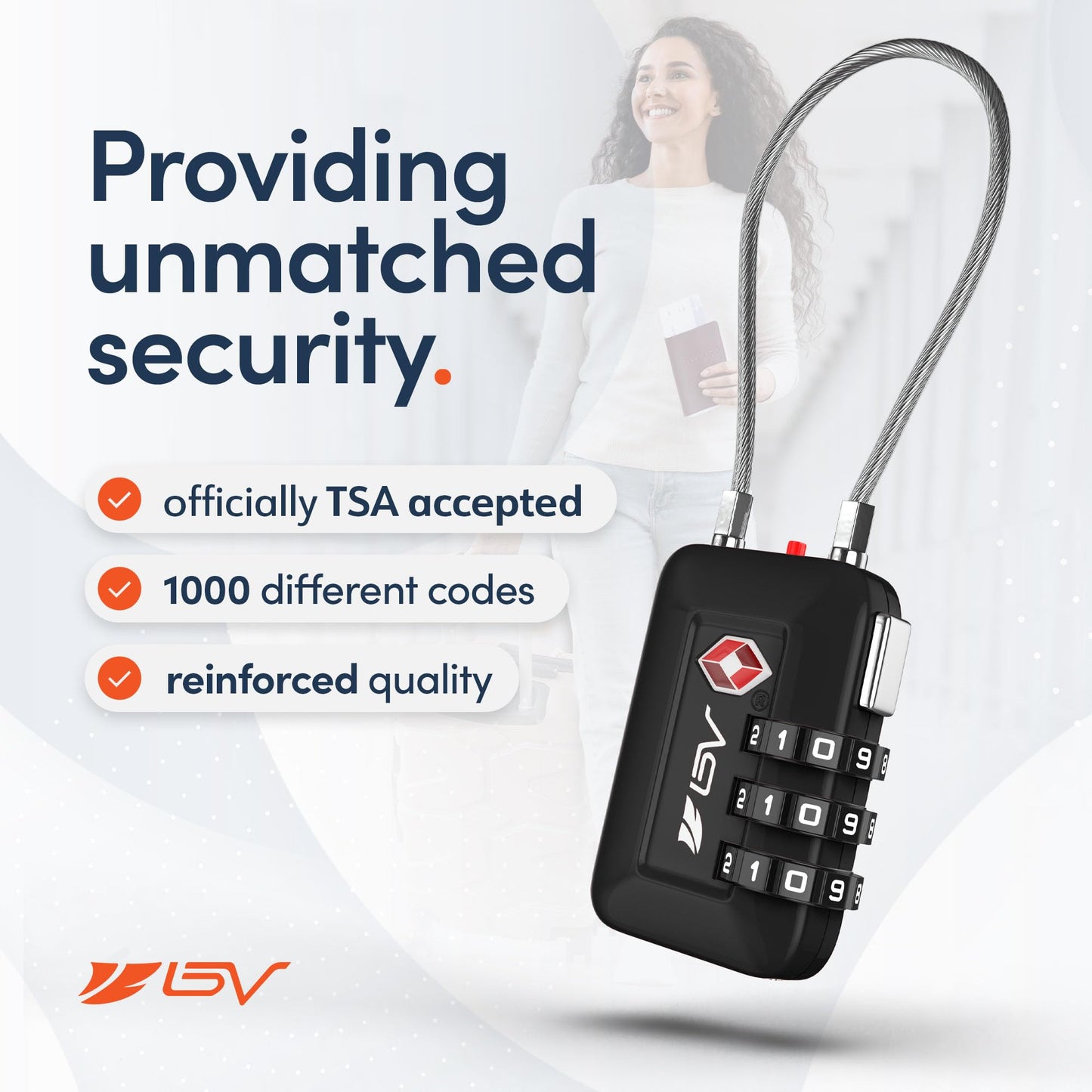 TSA Approved Luggage Locks 2 Pack – Resettable Combination Travel Lock for Suitcase, Gym Locker, Toolbox, Cabinet – Black
