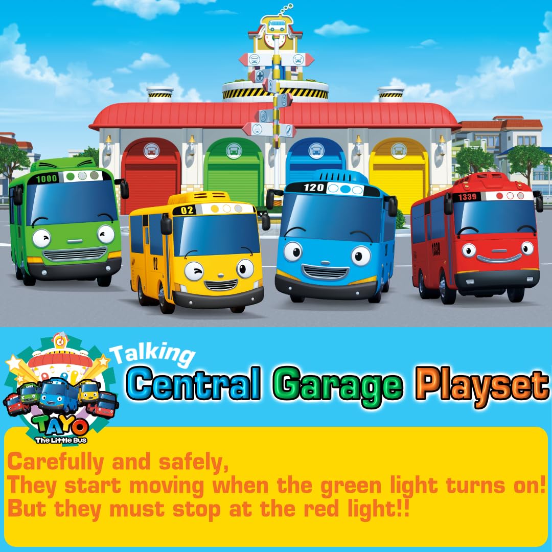 Tayo The Little Bus Central Garage Play Set - Action Play car Figure, Christmas and Birthday Gifts for Kids, The Most Popular Children's Cartoon…