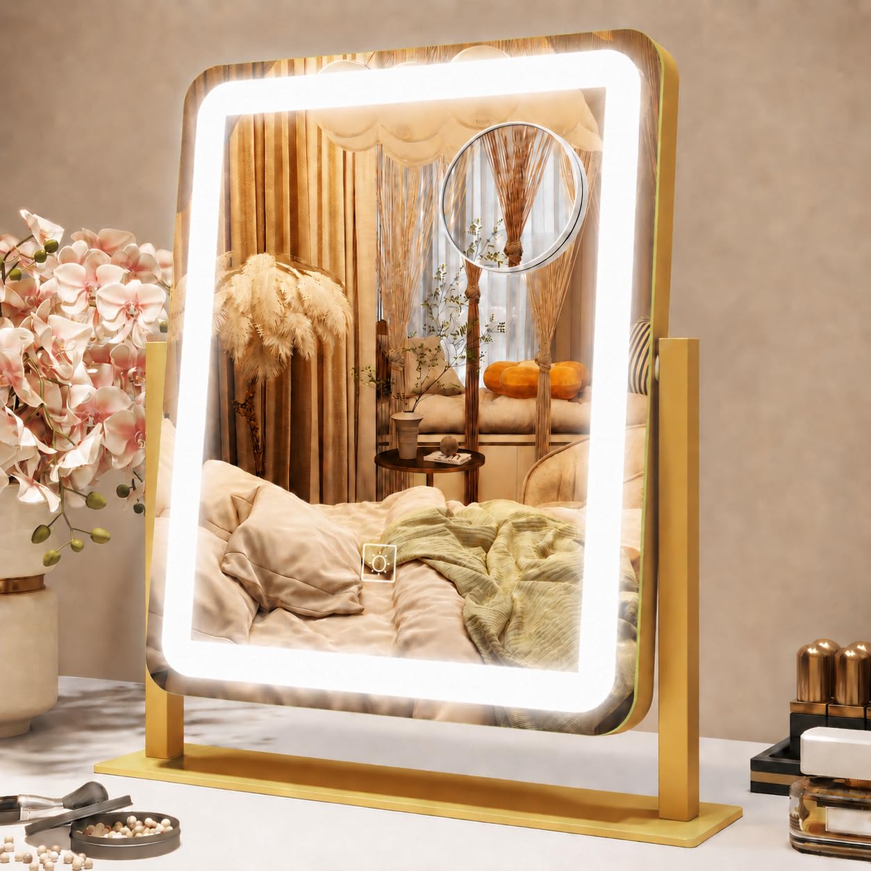 ROLOVE Vanity Mirror with Lights, 12.6"×15" LED Makeup Mirror, Lighted Makeup Mirror with Lights, Smart Touch Control Dimmable 3 Modes Light, Lighted Beauty and Personal Care ROLOVE Default Title