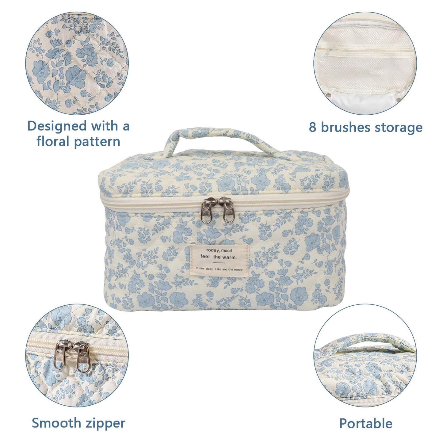 Large Makeup Bag – Floral Coquette Aesthetic Cosmetic Pouch for Women & Girls, Cute Travel Toiletry Organizer Bag (BDLH)