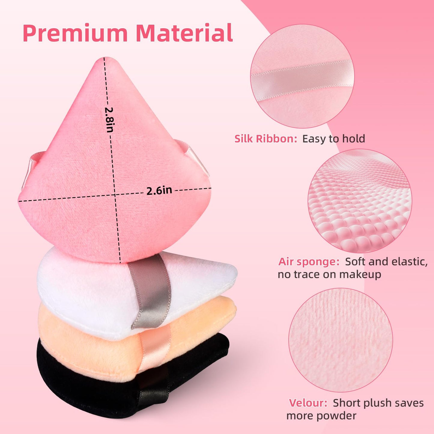 8 Pcs Triangle Powder Puff Face with Case, Cotton Soft Triangle Makeup Puff Velour Cosmetic Foundation Blender Sponge Beauty Makeup Tools for Both Dry