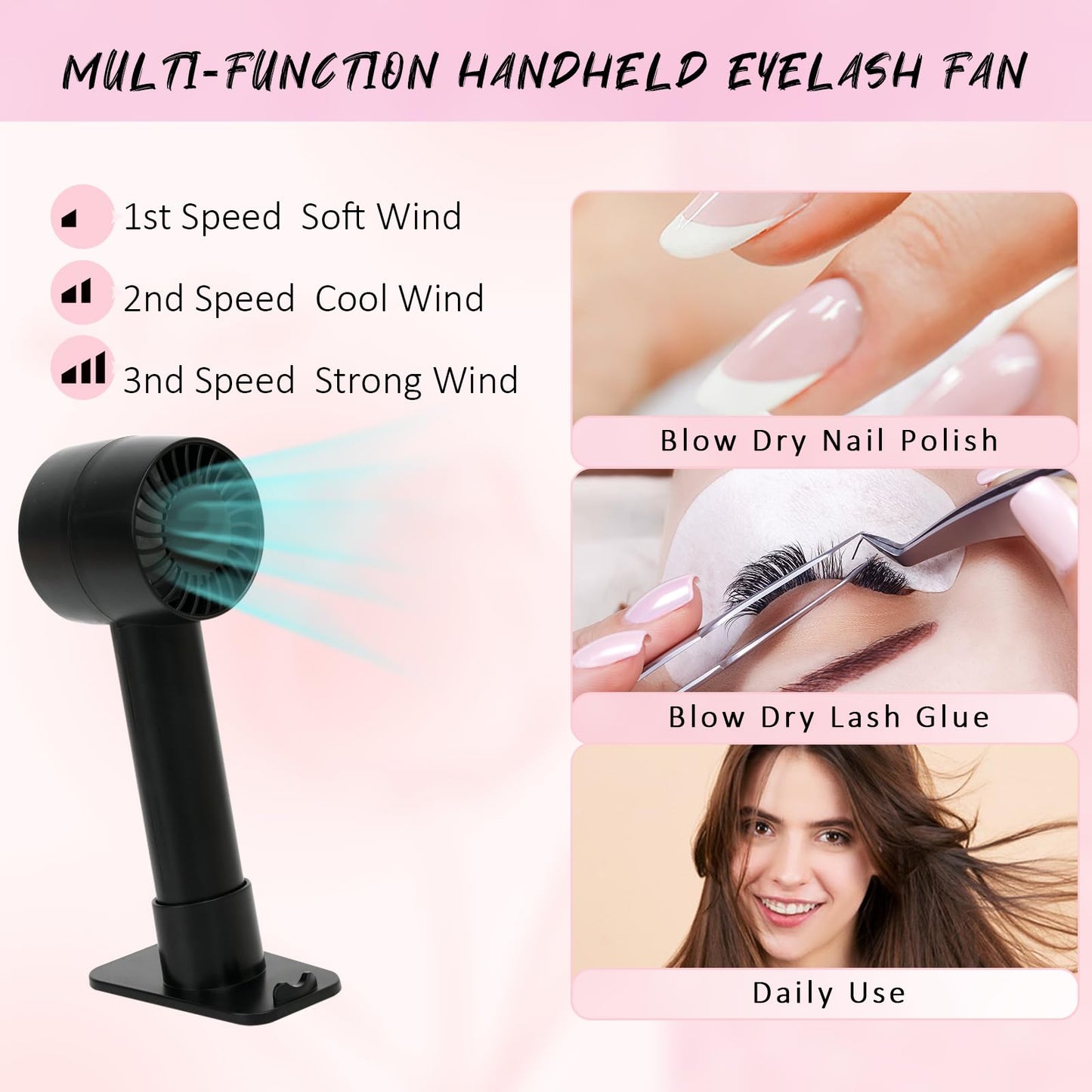 EMEDA Lash Shampoo Kit 2.02 fl oz Lash Cleaning Kit with Rechargeable Fan Dryer/Brush/Rinse Bottle, Oil-free Cleanser Wash for Extensions & Clusters Beauty and Personal Care EMEDA