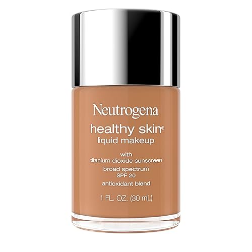 Neutrogena Healthy Skin Liquid Foundation Makeup Broad Spectrum SPF 20 Sunscreen, Medium Coverage, Vit B5, Antioxidants, All Day Wear, Warm Bronze