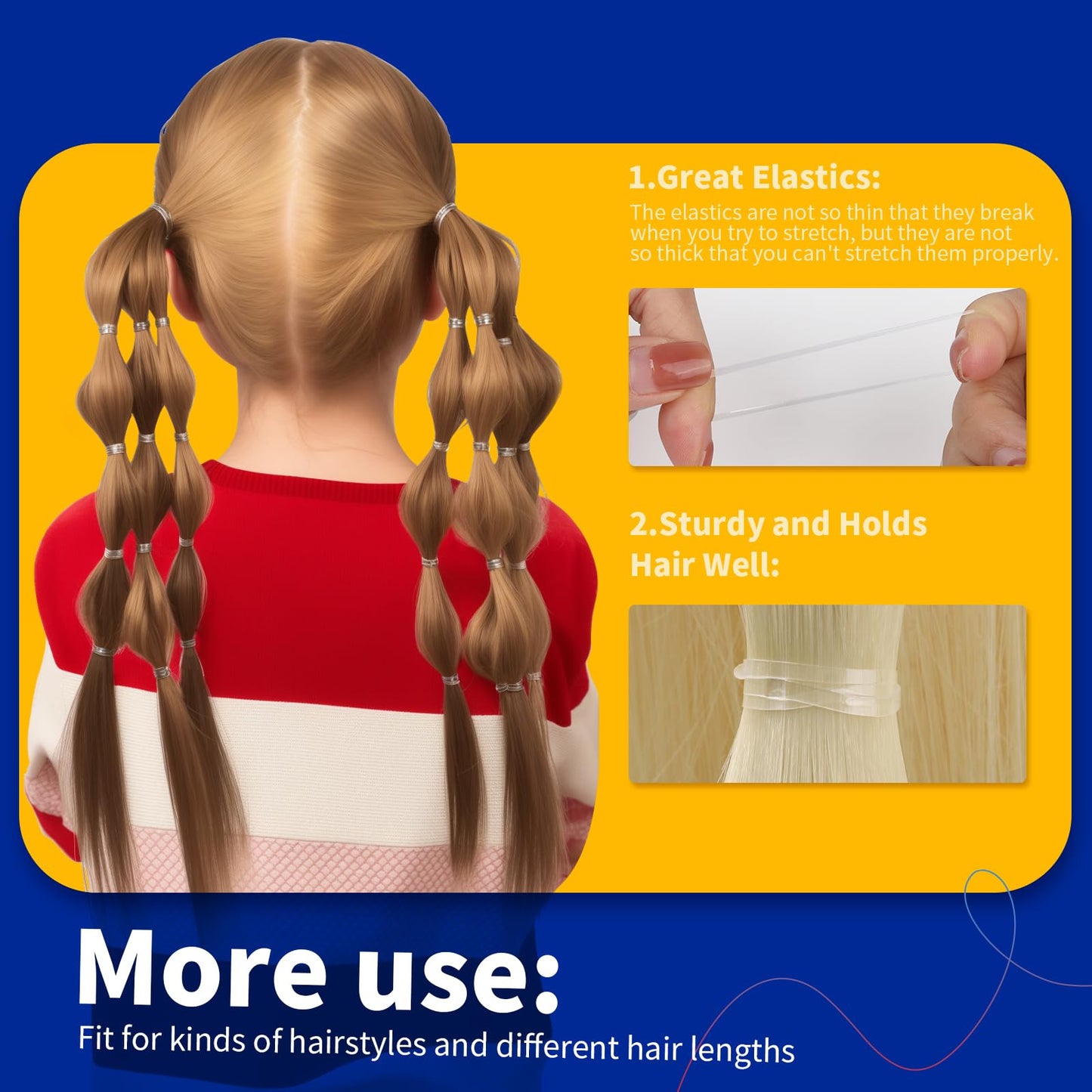 Teenitor Clear Elastic Hair Bands, 2000pcs Mini Hair Rubber Bands, Hair Ties, Soft Hair Elastics Ties, 2mm in Width and 30mm in Length Beauty and Personal Care Teenitor