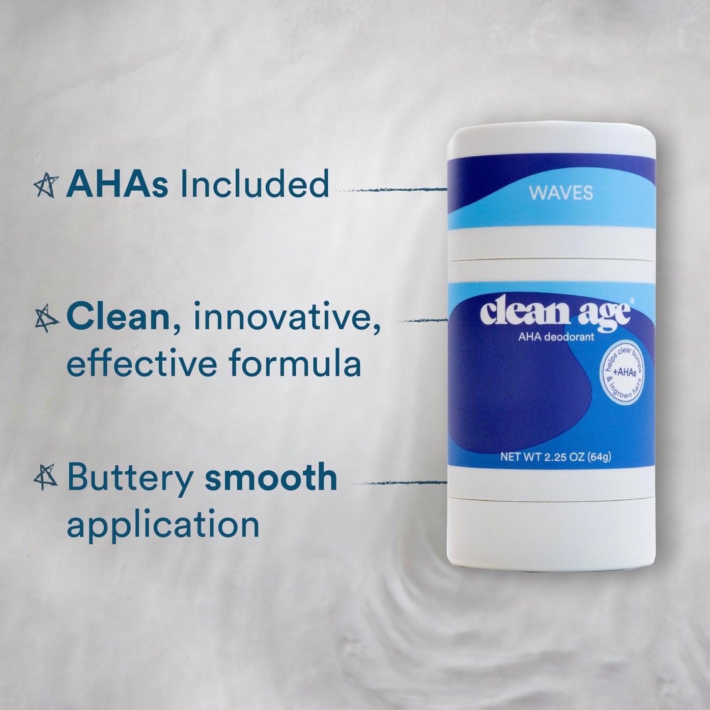 Clean Age Aluminum Free Deodorant, Waves Scent, 2.25oz 1 Pack, Teen Deodorant for Boys and Girls, Paraben Free, No Aluminum for Sensitive Skin, Beauty and Personal Care CLEAN AGE