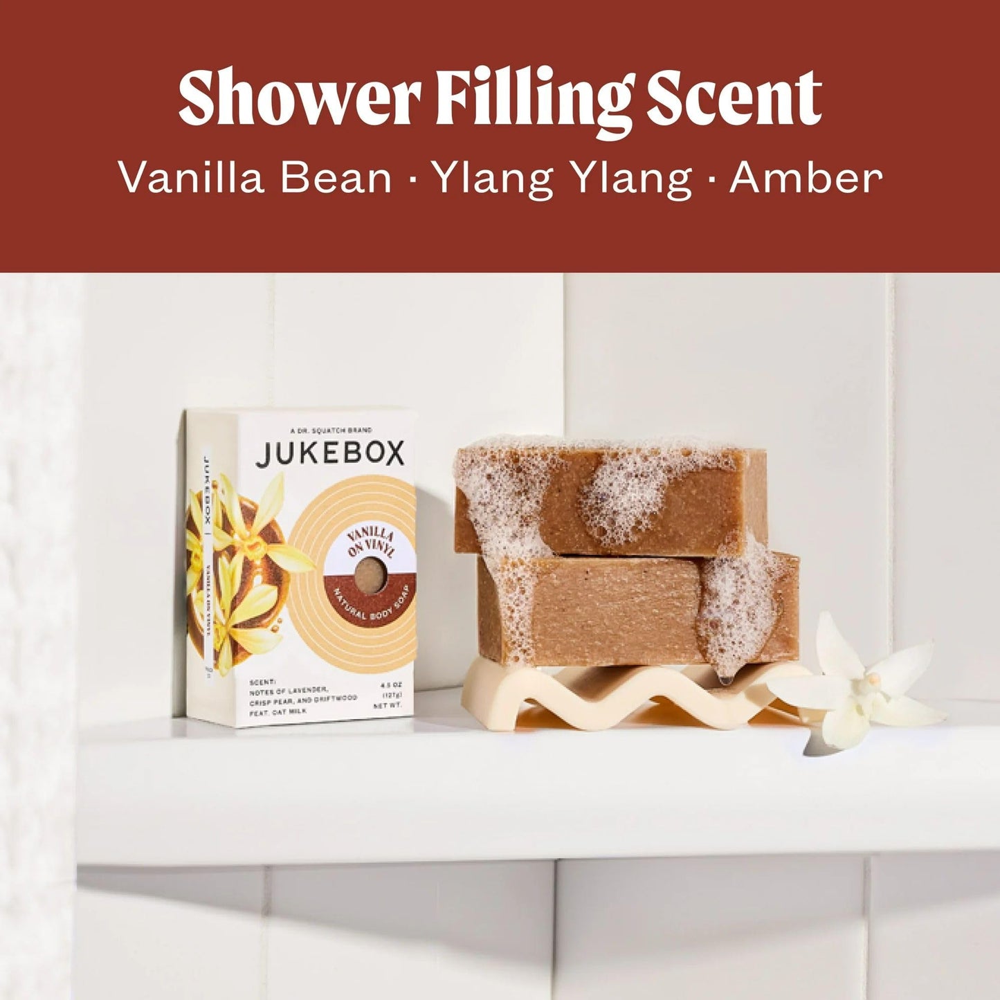 JUKEBOX Vanilla on Vinyl-Natural Bar Soap for Women | Cold Process, Light Scrub Bath Soap | No Harmful Ingredients | All Skin Types Vanilla Bean | Dr