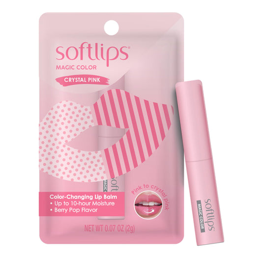 Softlips Magic Color Lip Balm, Crystal Pink Tint, Color-Changing Lip Care, Hydrating, 10-Hour Moisture for All-Day Softness, Berry Pop Flavor, 1 Tube Beauty and Personal Care SoftLips