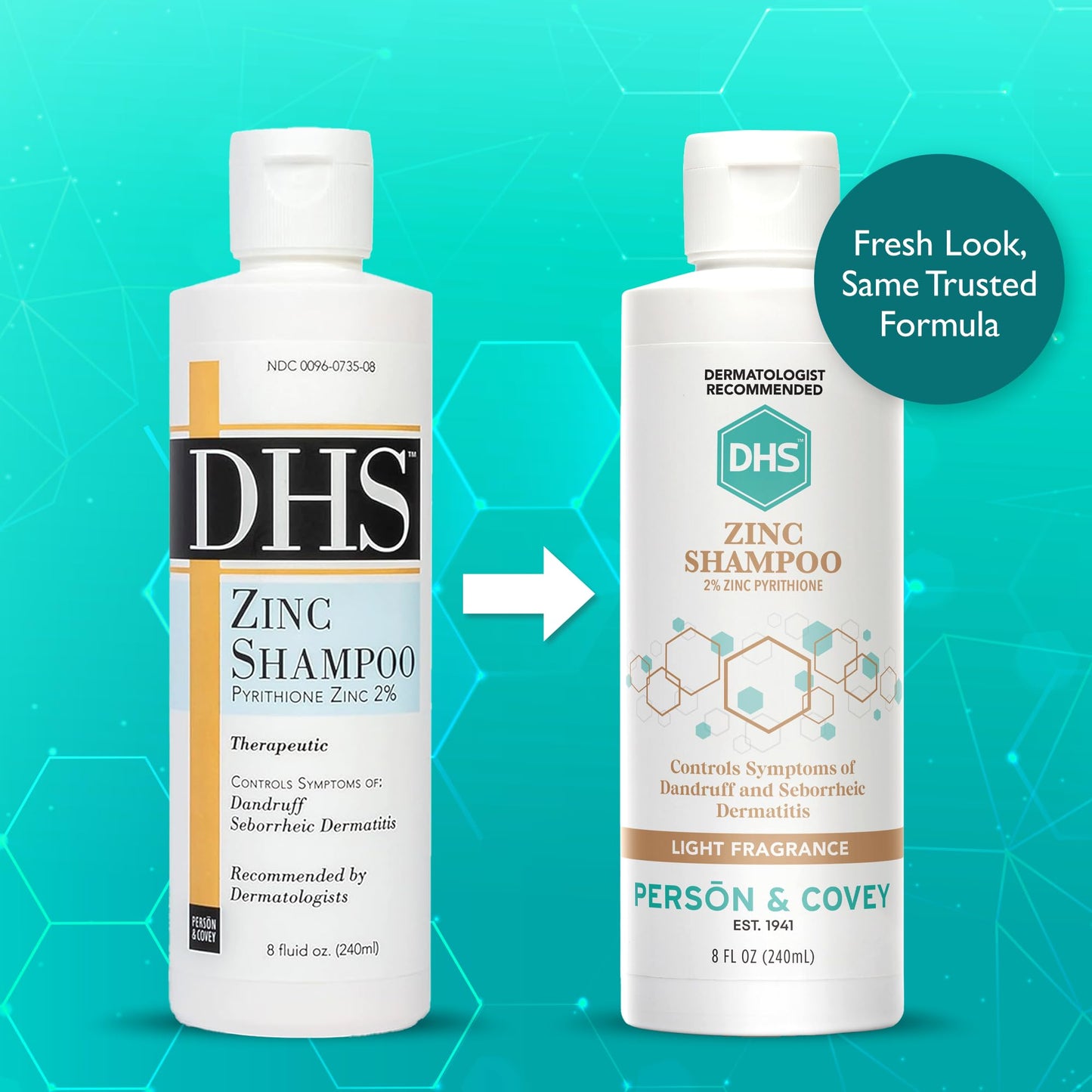 DHS Zinc Shampoo - Dandruff Shampoo - for Flaky and Dry Scalp with 2% Zinc Pyrithione, 8 oz