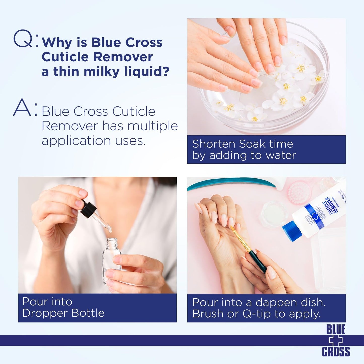 Cuticle Remover & Softener Liquid for Nails - Blue Cross Professional Nail Care with Lanolin, Hydrating Treatment for Dry Cuticles & Hangnails, Made Beauty and Personal Care Blue Cross