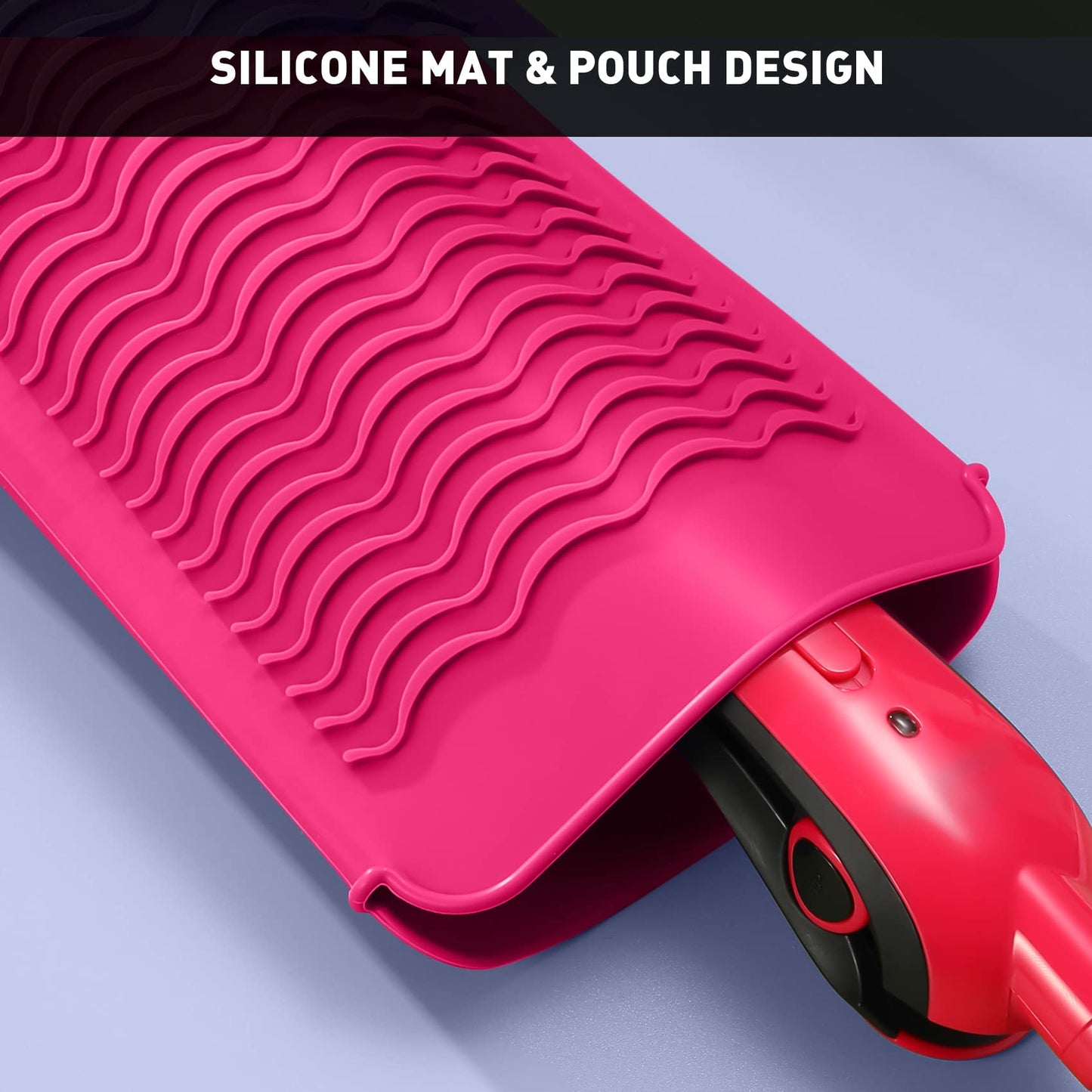 ZAXOP 2 Pack Heat Resistant Silicone Mat Pouch for Flat Iron, Curling Iron,Hair Straightener,Hair Curling Wands,Hot Hair Tools (HOT Pink&HOT Pink) Beauty and Personal Care ZAXOP
