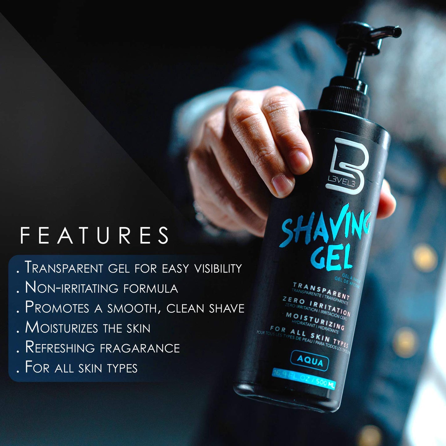 L3 Shaving Gel - Straight Razor Shave Gel - Non-Irritating - Refreshing Smell - No Hot Towel Necessary - Level Three Razor Gel (Aqua)